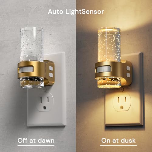 Image of L LOHAS LED Motion Sensor Night Light, 4 Pack Bubble Night Lights Plug into Wall,3CCT Color Temperature Change MINI Night-Light,Dimmable Nightlights with Dusk to Dawn Sensor for Rooms Bathroom Hallway