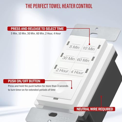 Enerlites HET06-W-2PCS 4-Hour Countdown Timer Switch thumb #1