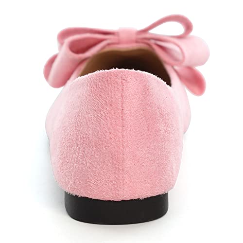 Image of WENJIAZHIZHI Square Toe Bow Ballet Slip-On | Classic Suede Finish,Chic Bow Detail,Effortless Everyday Style,Wedding Party Office,Plus Size Available