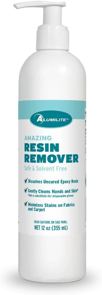 Alumilite Amazing Eco-Friendly Resin Remover 12 Oz, Easily Removes Uncured Epoxy Resin, Ideal for Making Heart Casting, Surface Cleaning, Tools, and Bottles