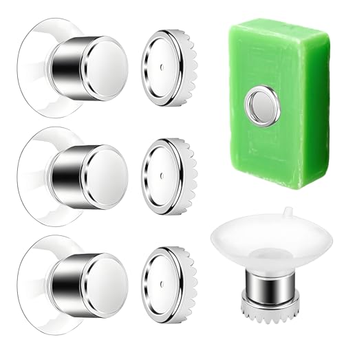 3 Pcs Porte Savon Aimanté,Porte Savon Magnetique,Aimant Savons,Fixation Solide, Porte-Savons De Douche sans Perçage, en Acier Inoxydable pour Salle De Bain Et Cuisine