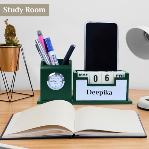 Image of Giftana Personalized Coffee Tumbler 510ml, Desk Organizer Gift Set for Men and Women, 2 in 1 Personalized Gifting Items, New Year Corporate Gift for Employee, Customized Employee Welcome Kit (Green)
