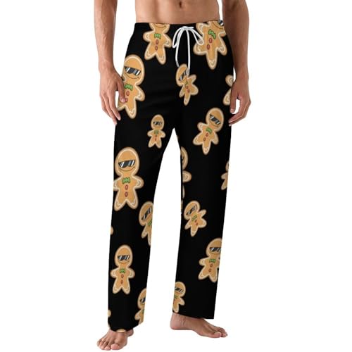 Christmas Ginger Bread Cookie Classic Mens Pajama Pants Sleepwear Soft Lounge Sleep PJ Bottoms with Pockets