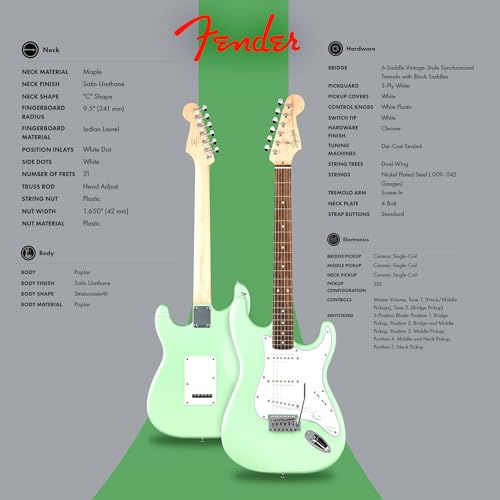 image for Fender Squier Stratocaster Electric Guitar - Surf Green Bundle with Am