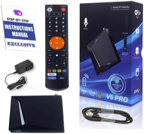 v-SeeBox V5 Pro 2025 New-est Version Satellite-Receiver,Strea-ming Box HD HDMI Cable, Mini Backlit Keyboard and Ethernet Adapter