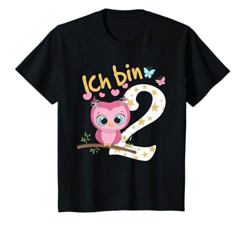 Kinder Geburtstagsshirt Eule 2 Geburtstag Mädchen 2 Jahre Ich bin 2...