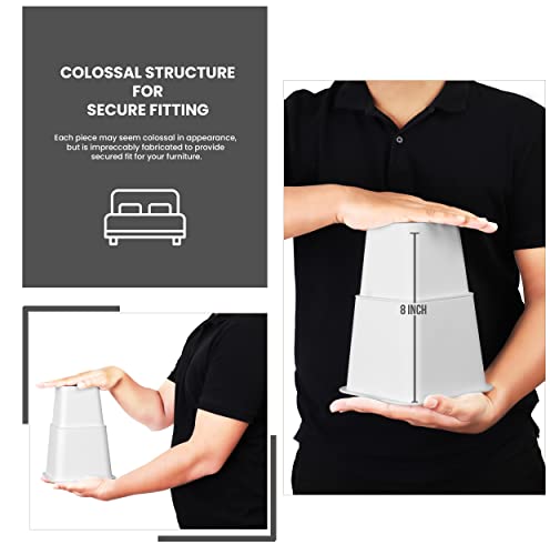 Utopia Bedding Adjustable Bed Furniture Risers - Elevation In Heights 3, 5 Or 8 Inch Heavy Duty Risers For Sofa And Table - Supports Up To 1,300 Lbs - (Set Of 4 Riser, White) #TOP4