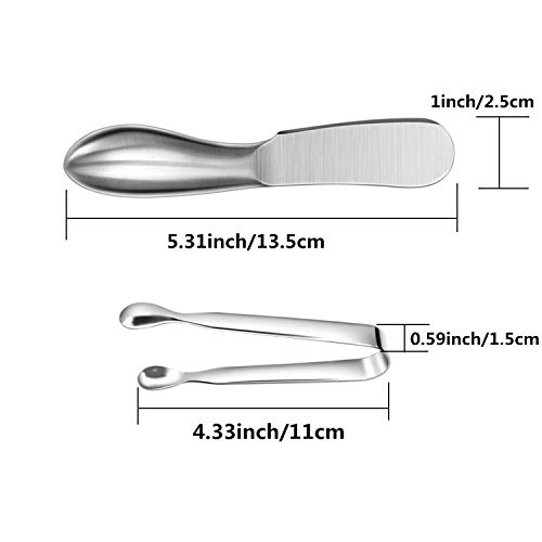 Sweetfamily Spreader Knife Set,6-Piece Cheese And Butter Spreader Knives,Mini Serving Tongs,Stainless Steel Multipurpose Butter Knives thumb #1