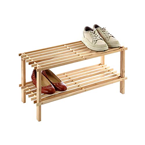 Type A Wooden Shoe Rack Organizer | 2 Tier Small Shoe Rack | Stackable for Closets, Bedroom, Entryway, Front Door and Hallway | 6-Pair Shoe Storage | Natural Pine