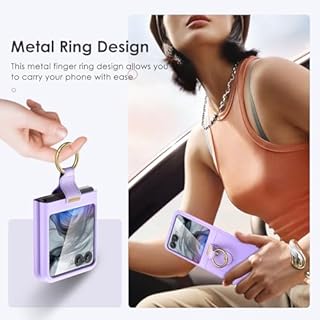 Maxdara for Motorola Razr 2024 Case with Ring [Not Fit Razr Plus 2024/2025], Moto Razr 2024 & Razr 2025 Case with Built-in Screen Protector Slim Thin Cover(Purple)