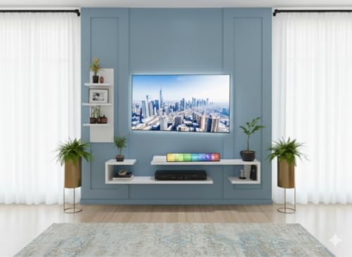 Image of C Style Tv Cabinet Floating Shelves for Wall Set,Wall Mounted Shelf for Living Room, Bedroom, Outdoor,Gallery,Stairs (Tv Cabinet)