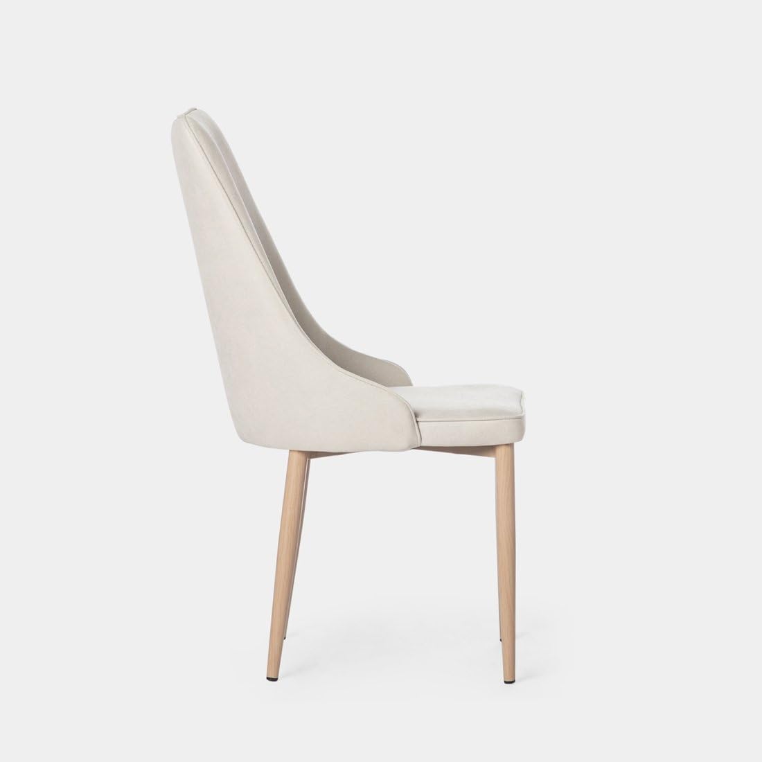 KLAST Silla de Comedor tapizada Beige con Pata Natural
