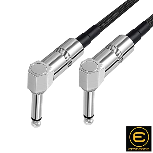 Audioblast - 2 Units - 1.5 Foot -Hq-1 Braid (Black) Flexible -Dual Shielded(100%)-Guitar Instrument Effects Pedal Patch Cable W/Eminence Right-Angled ¼ Inch (6.35Mm) Ts Plugs & Double Staggered Boots #TOP5