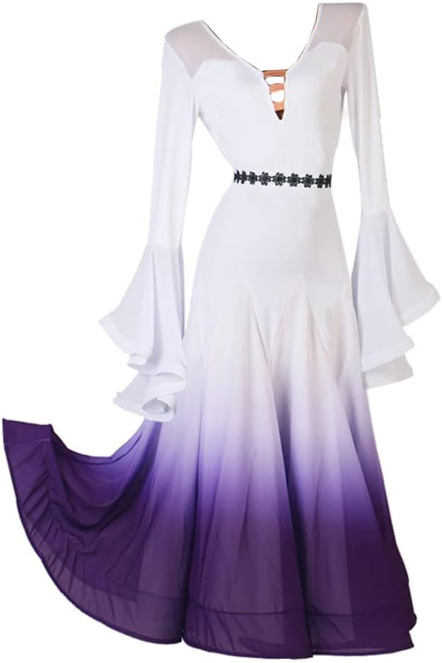 Size M /L ..V Neck Ballroom Dance Dresses for Women Waltz Competition Costumes Flamenco National Standard Performance Dress