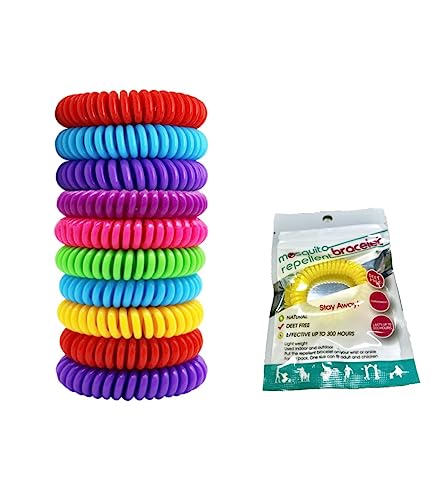 10PCS Mosquito Repellent Bracelet, Anti Mosquito Repellent Bands Waterproof Non-Toxic Protection,Multi Coil Deet Free,Individual Package for Baby Kids Adults Outdoor Camp Travel