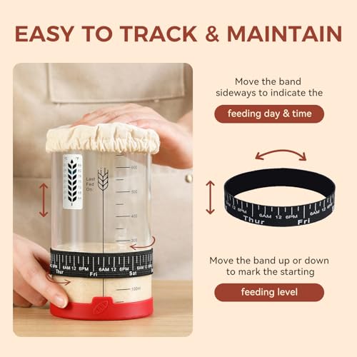 Image of Sourdough Starter Jar Kit, 24 oz Wide Mouth Sour Dough Jars Glass | Sourdough Bread Baking Supplies, Sourdough Tools for Beginners and Pro, Dishwasher-Safe, Borosilicate Glass, 1 Pack
