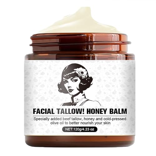 Tallow and Honey Balm - 2025 Natural Beef Tallow Cream for Skin, 4.23 OZ Tallow Face Moisturizer for Cracked & Dry Skin, Hydrating Deeply Nourishing Organic Beef Tallow Cream for Face & Body Skin Care