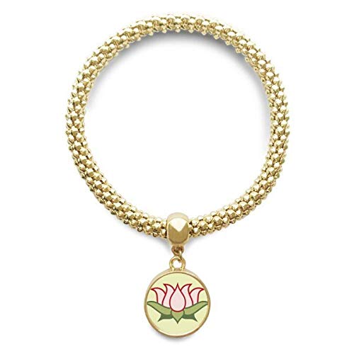 Bracelet chaîne Lotus Bouddhisme pendentif médaillon d'or