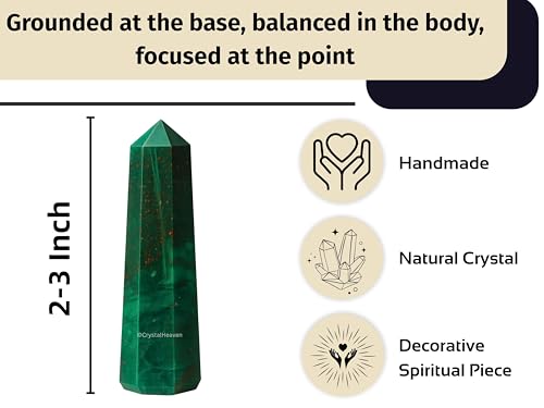 Image of Crystal Heaven Certified Bloodstone Crystal Tower Obelisk Point For Chakra, Healing And Balancing - AAA Grade Original Certified Gemstone Agate For Reiki Meditation Yoga Spiritual (2-3 Inches)