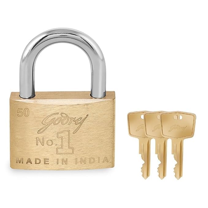 Godrej Locks I Godrej No.1 Lock I Pin Cylinder 50 mm I 3 Keys I Padlock