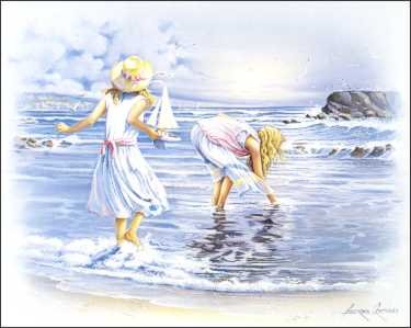 Little Children at The Beach by Andres Orpinas Paper Tole 3D Decoupage Craft Kit Size 16x20 16-1034