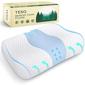 TESQ Oreiller en Mousse à Mémoire de Forme Réglable en Hauteur – Oreiller Cervical pour Sommeil Profond avec Sensation de Fraîcheur et Réaction Lente, Idéal pour l’Usage Domestique 40 x 60cm