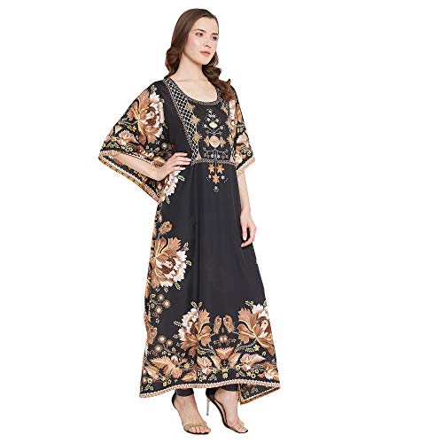 Oussum Women Kaftan Plus Size Polyester Summer Caftan Cover Ups Maxi House Dress2