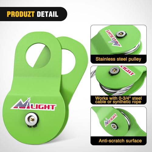 Image of Nilight 8 Ton Winch Snatch Block Towing Pulley Blocks 17,000 LBS Capacity (Green), Winch Hook Accessories, Heavy Duty Offroad Recovery Accessory for Truck, Tractor, ATV & UTV