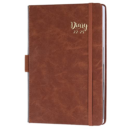 Akademisch Kalender 2021-2022 A5 - Terminkalender 2021-2022, Daily Planner, Diary, Juli 2021 - Juni 2022, Leder-Hardcover mit monatlichen Laschen und Innentasche, 14,8 cm × 21,4 cm-braun Cover