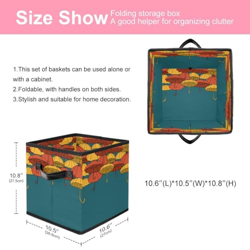 Boîte de rangement pliable cube imprimé parapluie avec poignées solides - 3