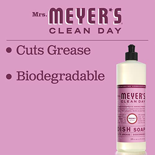 Mrs. Meyer's Liquid Dish Soap, Biodegradable Formula, Peony, 16 Fl. Oz - Pack Of 3 #TOP3