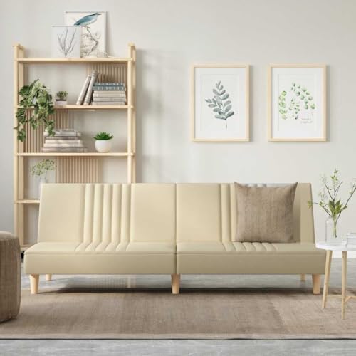 Runheo Canapé-lit crème Tissu Convertible réversible modulable 200x89x70 cm canapé Divan Sofa Banquette méridienne futon clicclac bz pour Salon séjour...