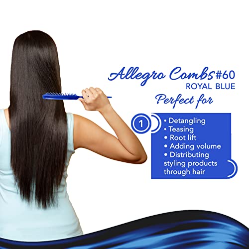 Allegro Combs 60 Parting Three Row Combs Salon Hairstylist Hairdresser Detangle Combs For Natural Hair And Wigs For Curly Hair Made In The Usa 2 Pcs. (Royal Blue) #TOP3