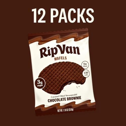 Image of Rip Van Wafels Chocolate Brownie Stroopwafels - Healthy Snacks - Non GMO Snack - Keto Friendly - Office Snacks - Low Sugar (3g) - Low Calorie Snack - 1.16 Ounce (Pack of 24)