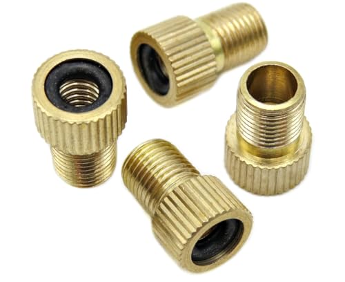 Xioysnil 4 PCs Brass Presta Valve Adapter - Convert Presta to Schrader for Bike
