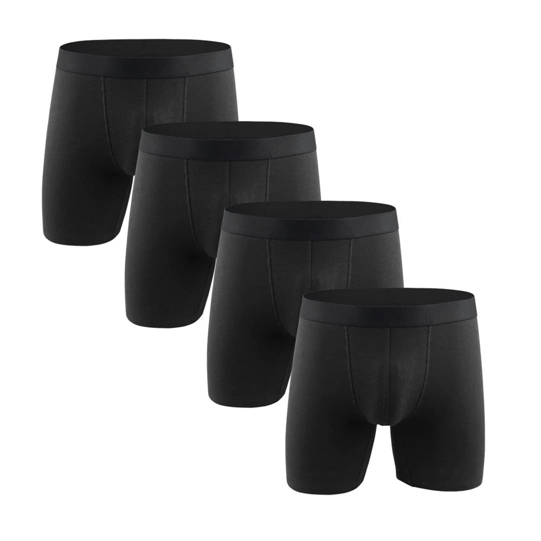Uomo Boxershorts Mutande Uomini Lunghi Boxer Pantaloncini Biancheria Intima Cotone Solido Sotto Boxer 8 Pz/lotto, Wcf07-4nero, M