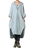 Mordenmiss Women's New Hi-Low Hem Plus Size Dresses with Pockets XL-Blue