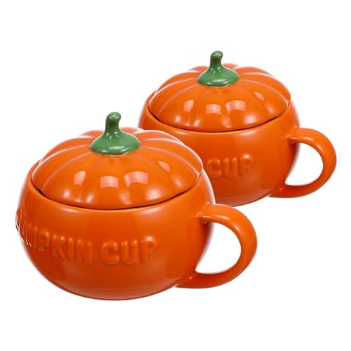 Yardwe 2 Tazas De CeráMica De Calabaza Para Halloween, Taza De Café Con Tapa, Taza De Desayuno Para Leche, Zumo, Café (Naranja) Yardwe 2 Tazas De CeráMica De Calabaza Para Halloween, Taza De Café Con Tapa, Taza De Desayuno Para Leche, Zumo, Café (Naranja)