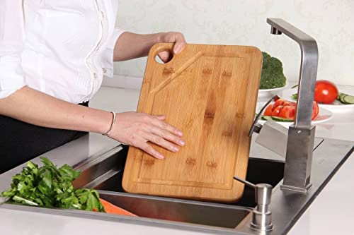 Mohy Bamboo Cutting Board Set With Juice Groove (Set Of 3 With Holder) – Extra Large Thick Chopping Board Set For Meat, Cheese, Fruit And Vegetables #TOP2