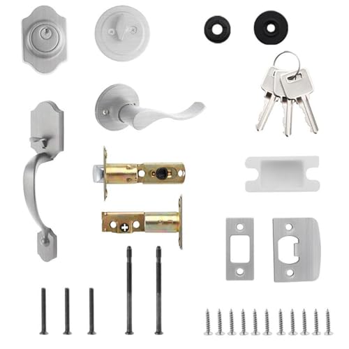 Manija de la puerta delantera - juego de cerraduras deadbolt para la seguridad 'entrada a la casa, hardware de construcción robusta, mango de aleación de aluminio para el baño del baño del balcón de