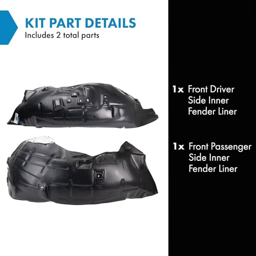 Image of TRQ Front Driver and Passenger Side Inner Fender Liner Set Compatible with 2022 Ford F-150 XL 2021 F-150 XL 2.7L 5.0L 3.3L 3.5L