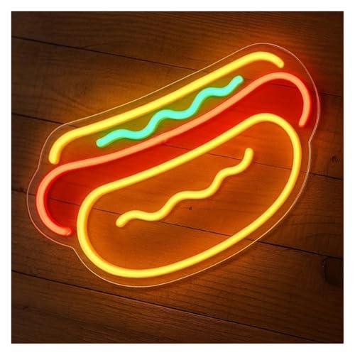 MINGYTN Decoración Lámparas Letrero De Neón De Perrito Caliente Para Restaurante, Negocio De Comida Rápida, Tienda De Hotel, Decoración, Luz Iluminada Regulable USB 38cm