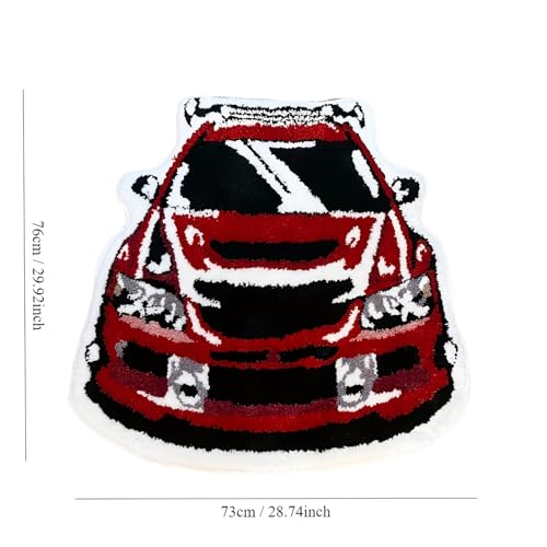 Tapete decorativo rojo con diseño de coche de carrera 75x70 cm miniatura 3
