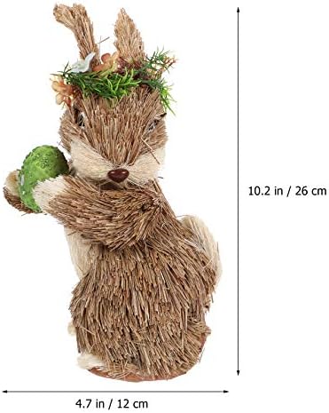 SOIMISS Standing Bunny Figurine Rabbit Toy Doll Straw Animal Statue for Home Tabletop Easter Garden Yard Rabbit Ornament Decoration