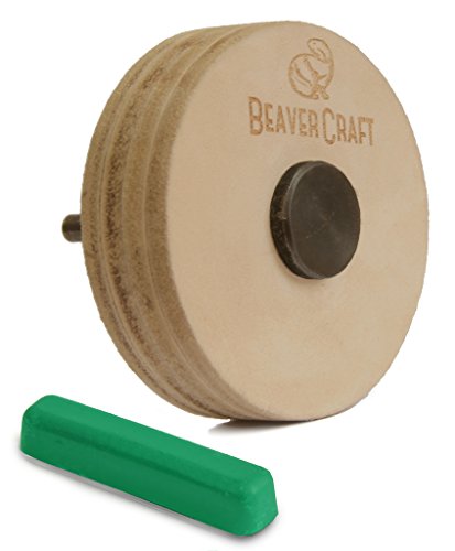 BeaverCraft PW1 Sharpening Wheel Stropping 3" Wheel Leather Wheel Honing Wheel Leather Polishing