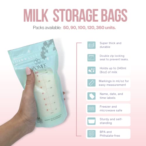 Zomee 8oz Breast Milk Storage Bags 120ct, Leakproof, BPA-Free, Freezer Safe by Zomee - Used condition - Image 2