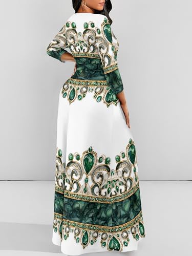 Image of PinkPatty Women's Long Sleeve Maxi Dress Plus Size Trendy Wedding Guest Wrap Dress with Pockets&Belt