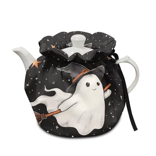 Image of Cute Ghost Tea Pot Cover Keep Tea Warm Insulation Teapot Cozies Machine Washable Kettle Cover Breakfast Warmer Home Decor for Home Kitchen Tea Party Table Decor