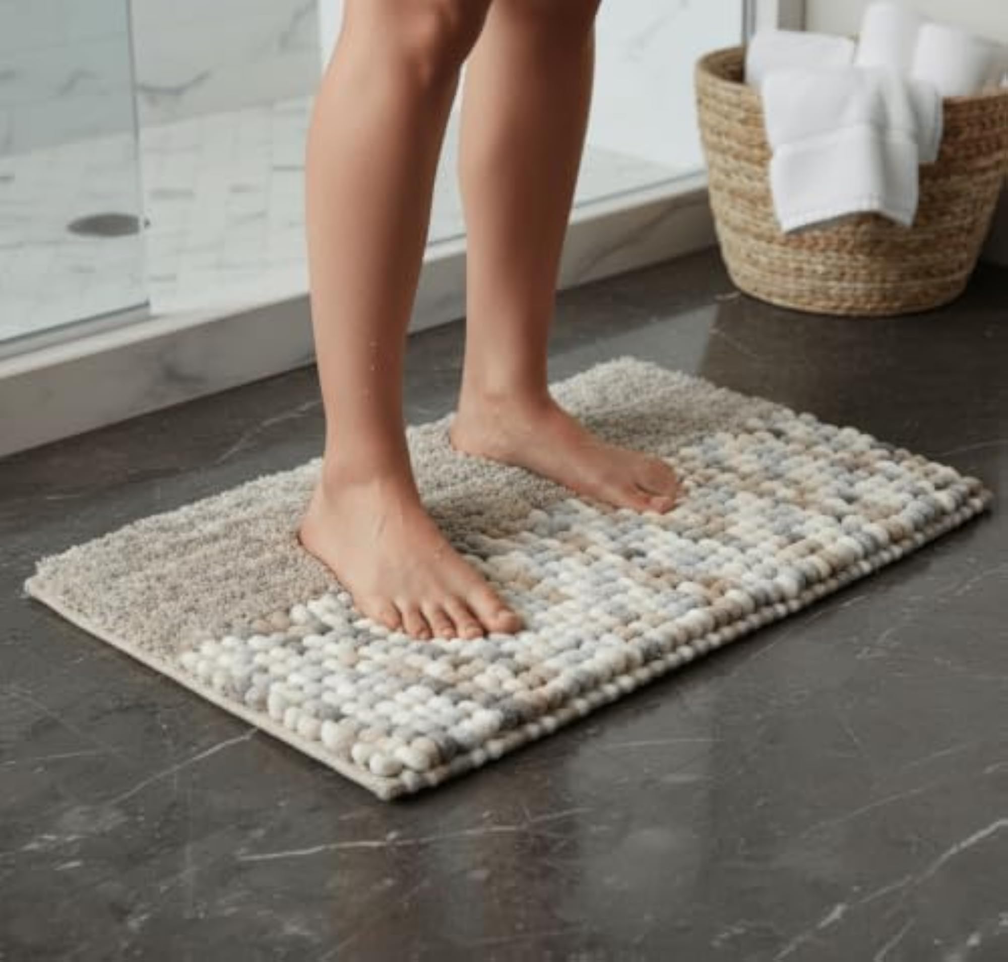 Pebble Luxe Microfiber Bath Mat, Moonstone Grey, Ultra Soft