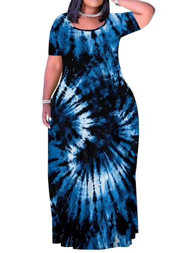Image of Plus Size Maxi Dresses for Curvy Women T-Shirt Summer Sun Dresses Loose Fit